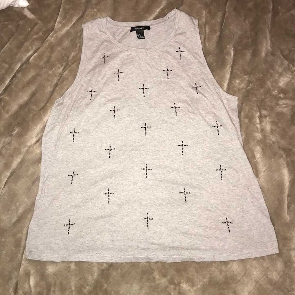 Forever 21 Muscle Tank w/ Black Crosses